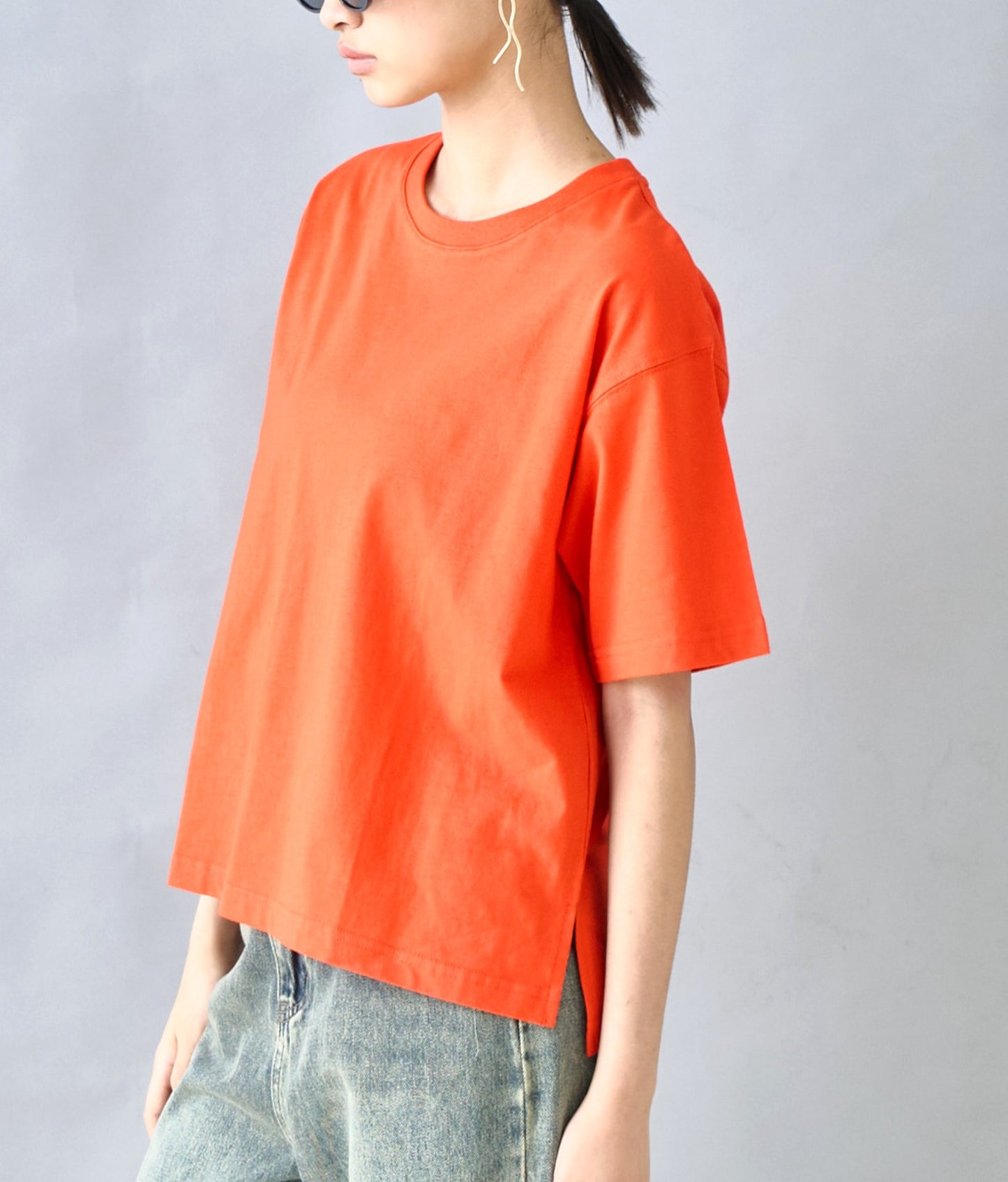 USAコットン シンプル クルーネック Tシャツ 363-9671