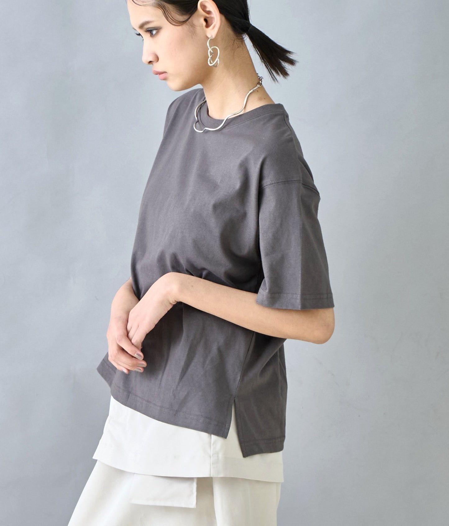 USAコットン シンプル クルーネック Tシャツ 363-9671