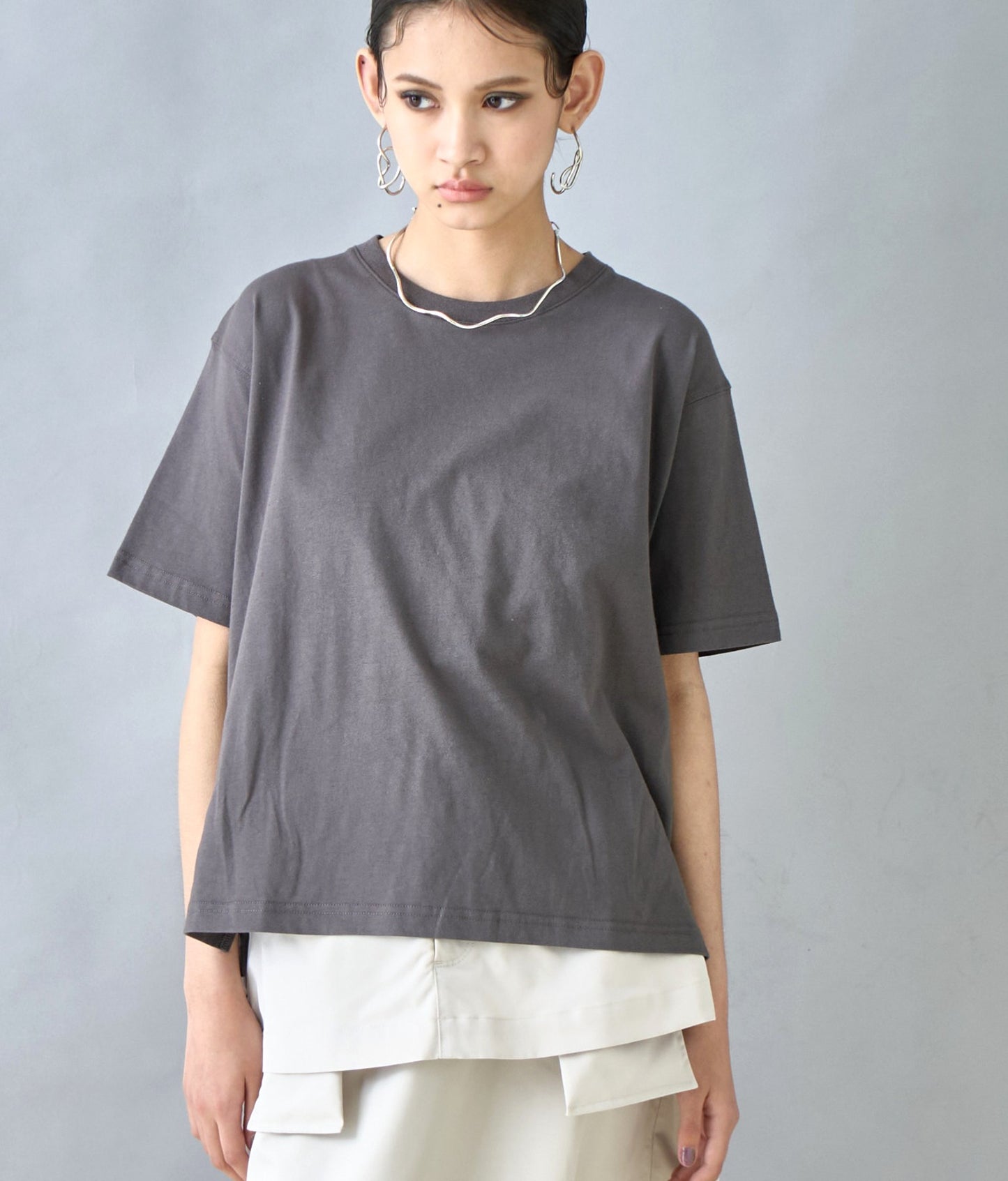 USAコットン シンプル クルーネック Tシャツ 363-9671