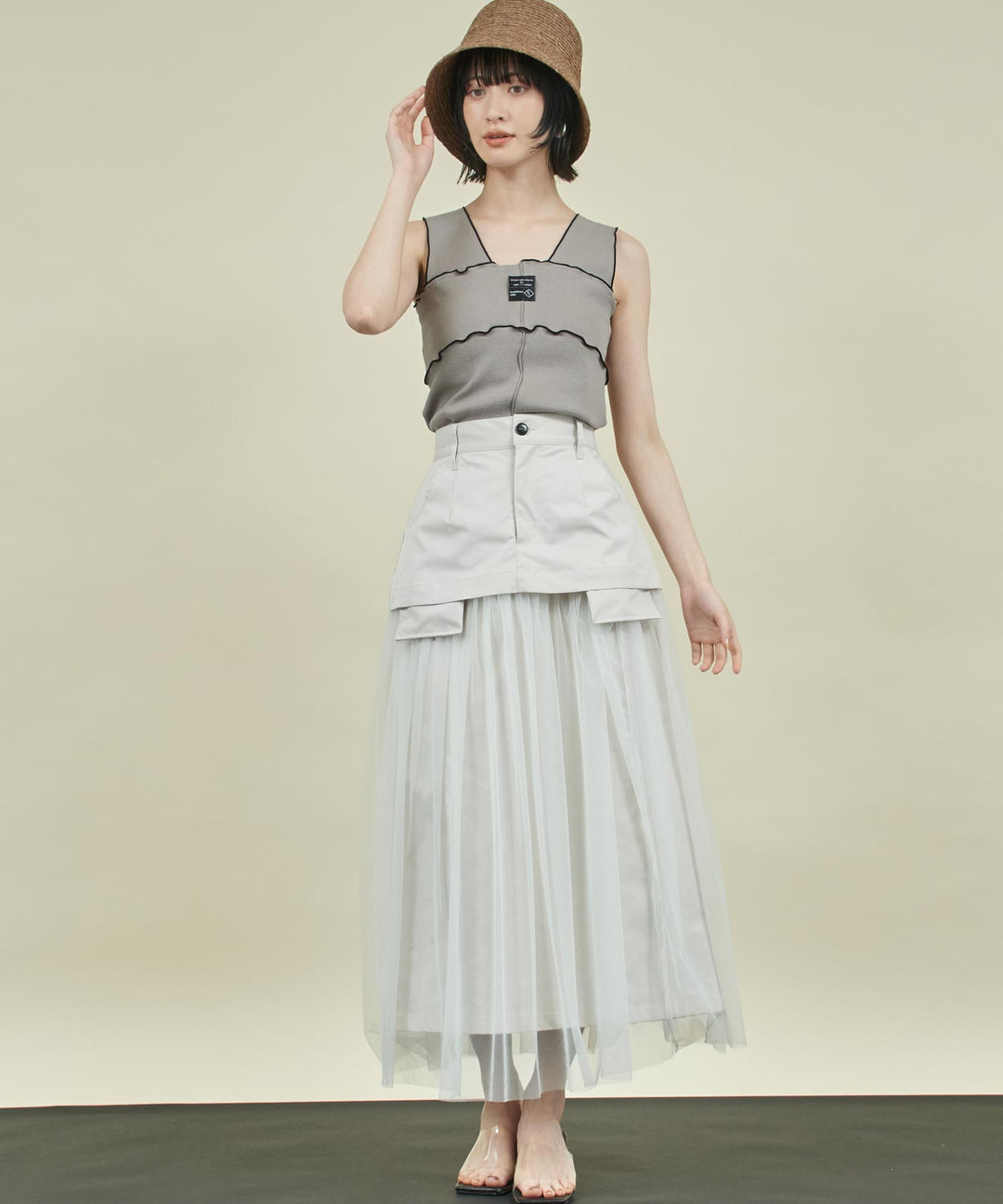 EimeeLaw 配色メロウ テレコ リブ タンクトップ 363-9705