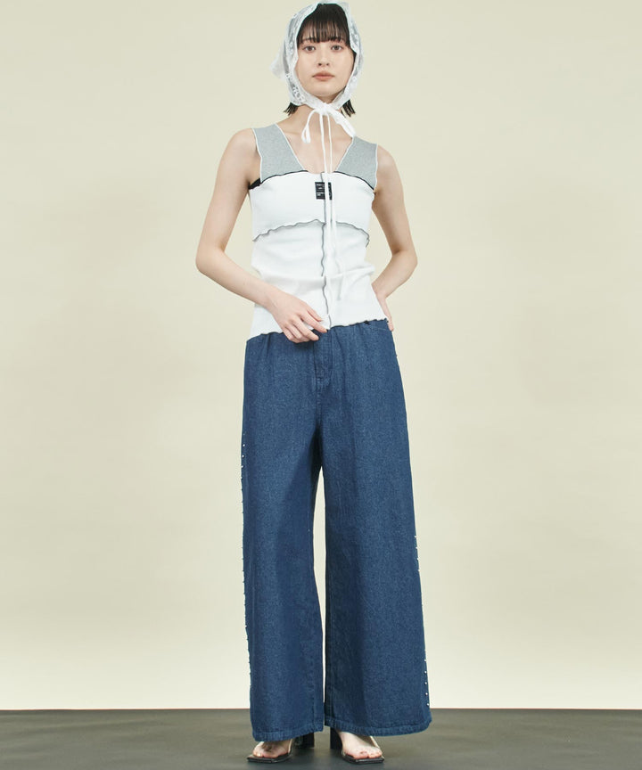 EimeeLaw 配色メロウ テレコ リブ タンクトップ 363-9705