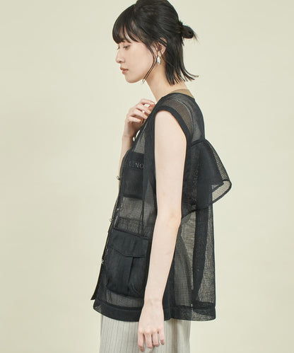 EimeeLaw バックフリル アウトポケット メッシュジレ 364-9706