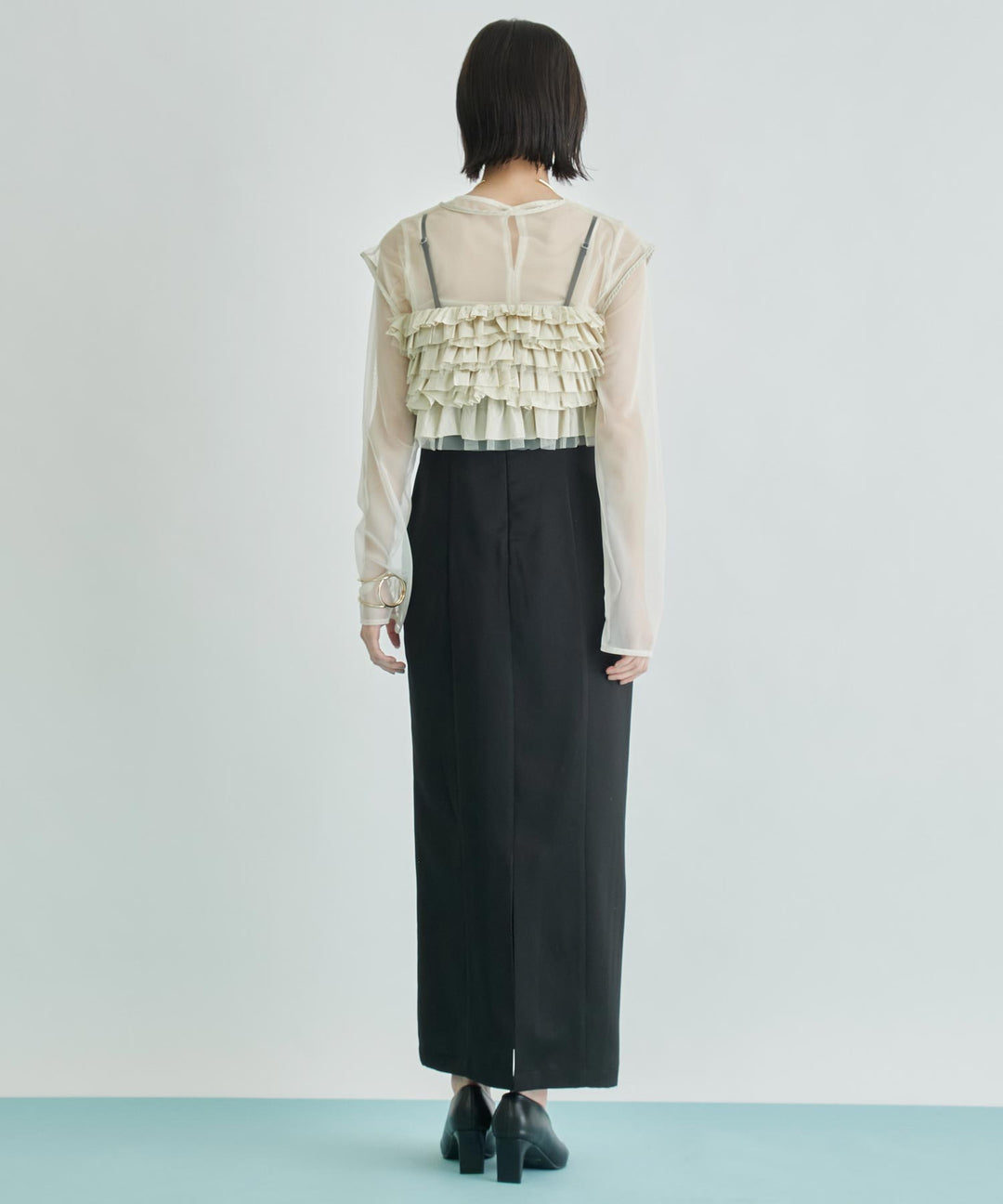 ANDRESD タフタ チュールフリル ボレロ セット ワンピース 367-9695