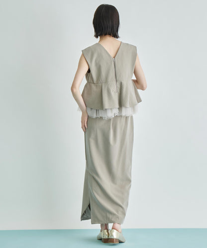 ANDRESD ストライプ チュールレイヤードトップス スカートセット 368-9694