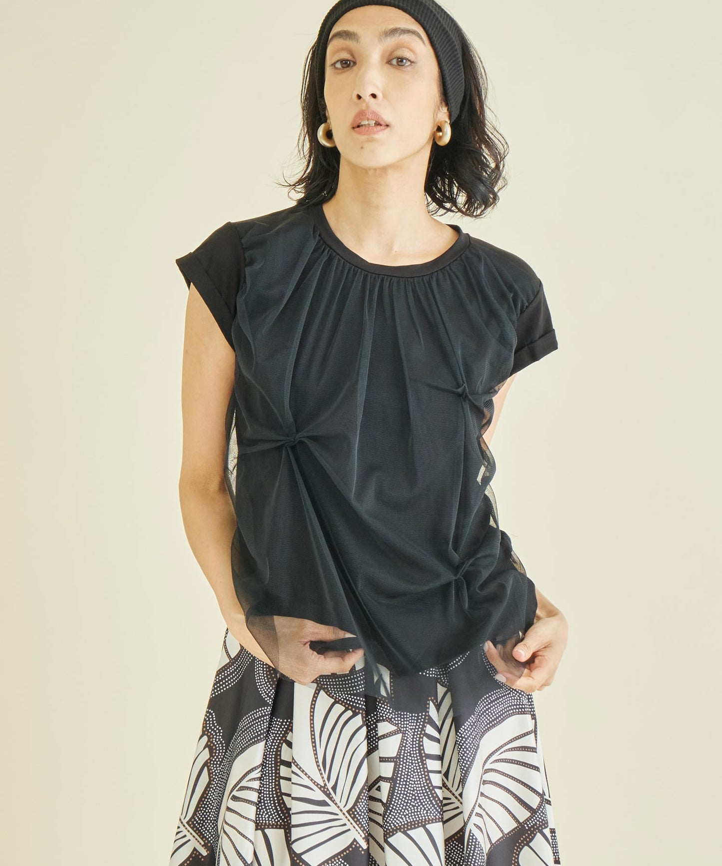 ITALY チュール カバード デザイン Tシャツ 393-2937