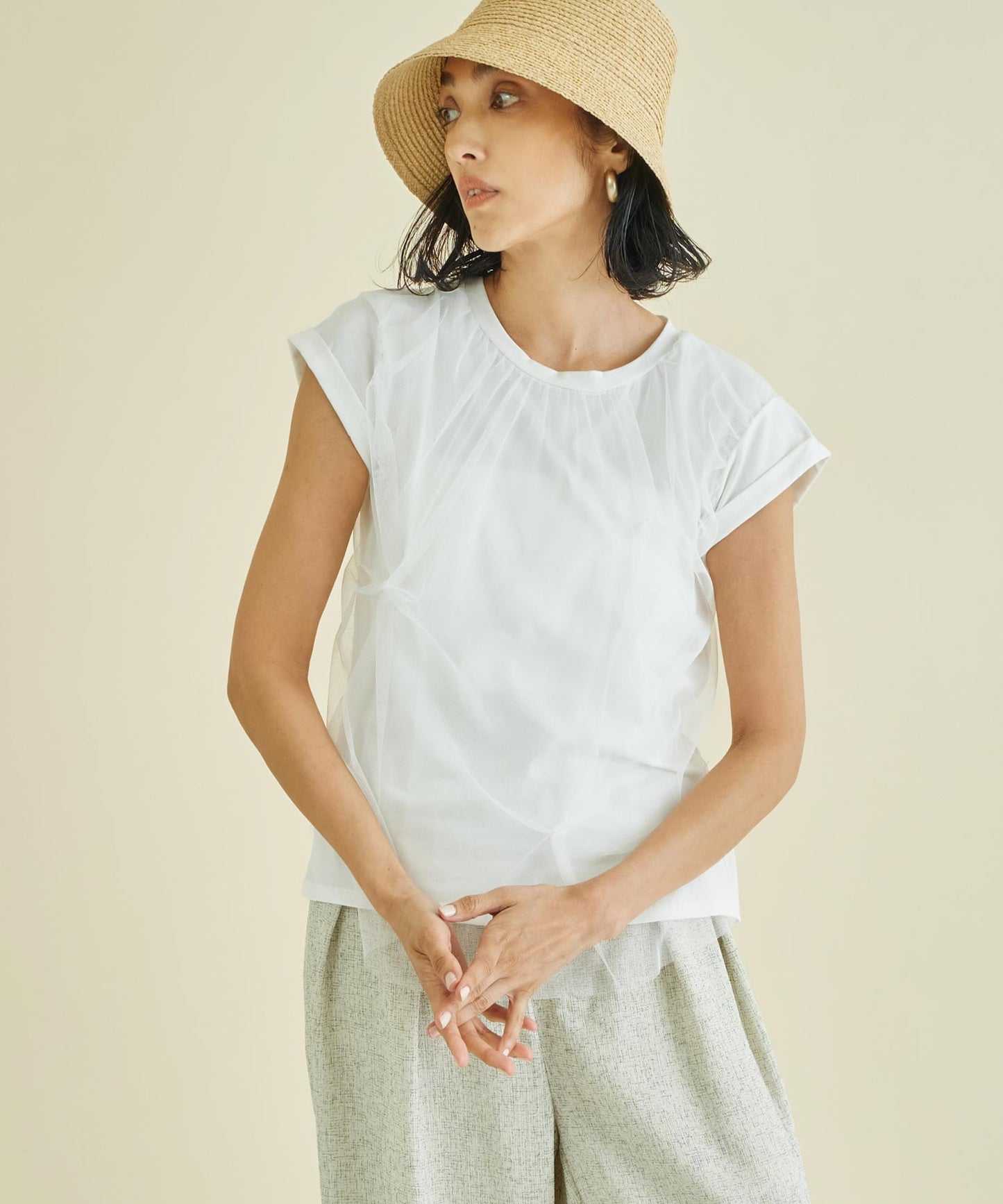 ITALY チュール カバード デザイン Tシャツ 393-2937