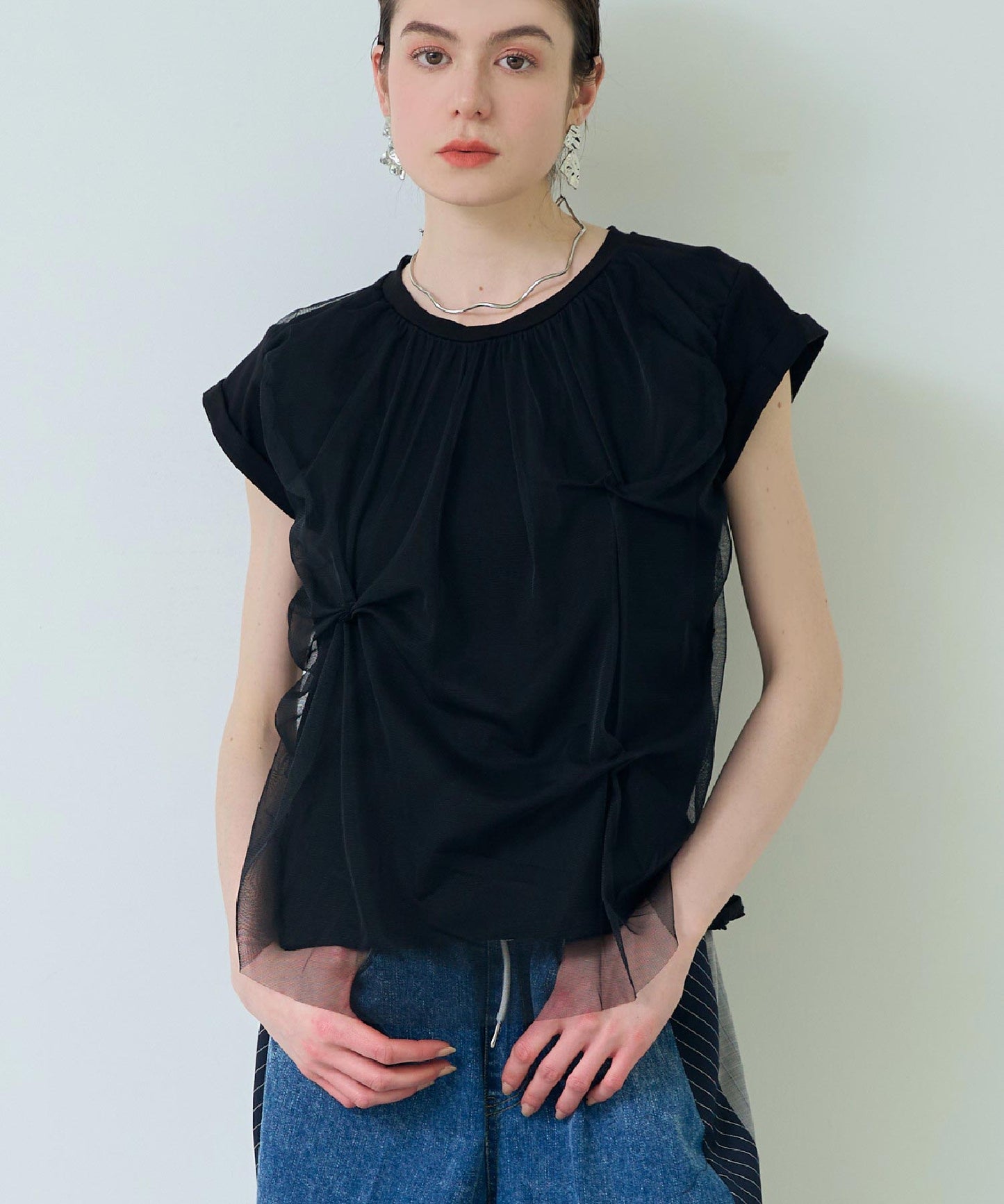 ITALY チュール カバード デザイン Tシャツ 393-2937