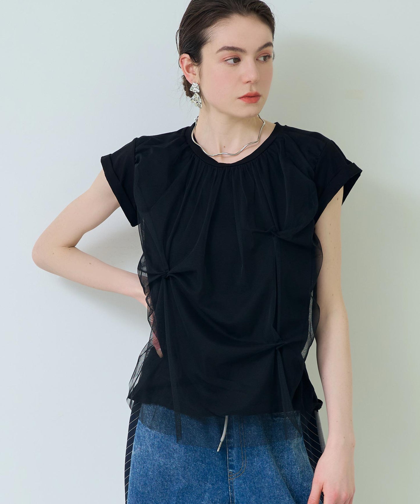 ITALY チュール カバード デザイン Tシャツ 393-2937