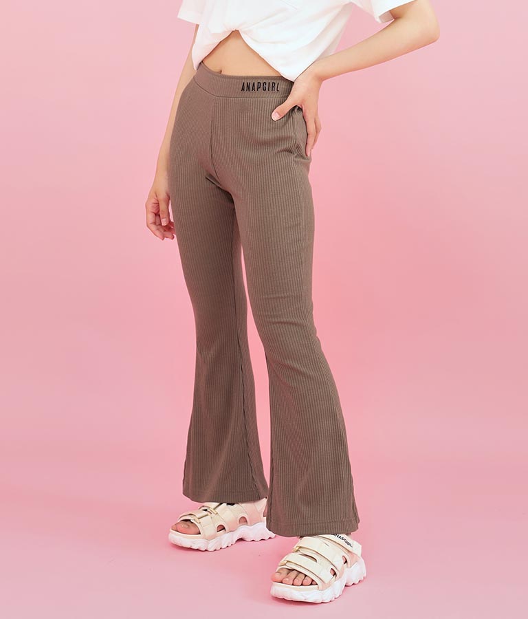 刺繍 リブ フレア パンツ 912-6907