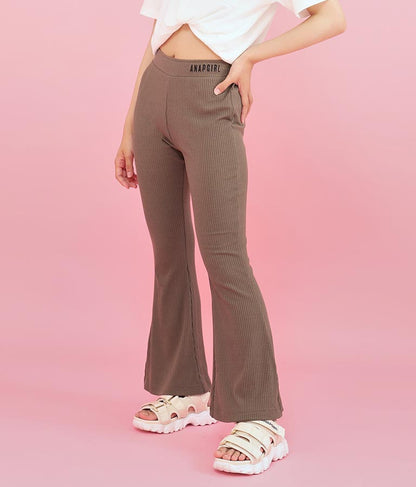 刺繍 リブ フレア パンツ 912-6907