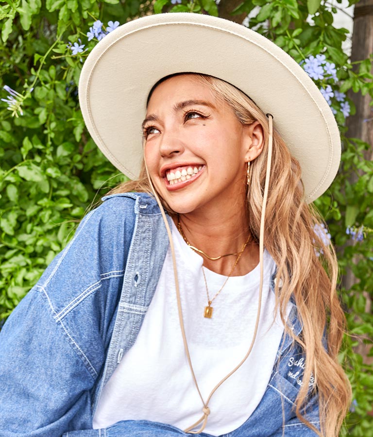 ツバ広 中折紐付 ハット 819-6554