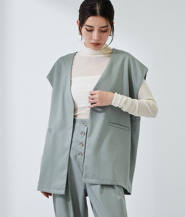 カラーレスショート丈ジレ 364-8696