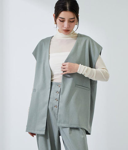 カラーレスショート丈ジレ 364-8696