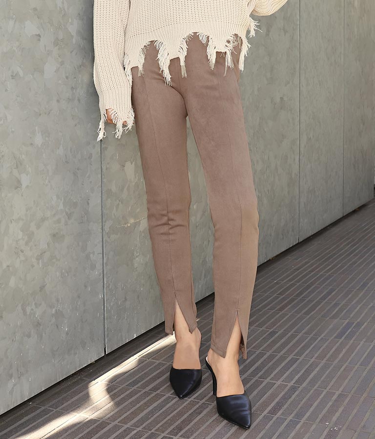 エコレスエード スリット パンツ 152-5023