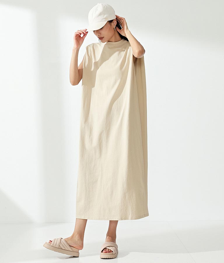 天竺タックショルダーデザインワンピース 367-8768