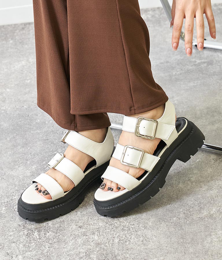 厚底 シルバー バックル サンダル 799-8734