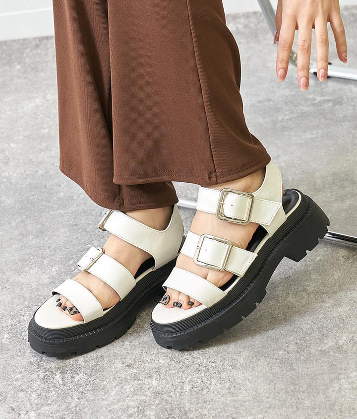 厚底 シルバー バックル サンダル 799-8734