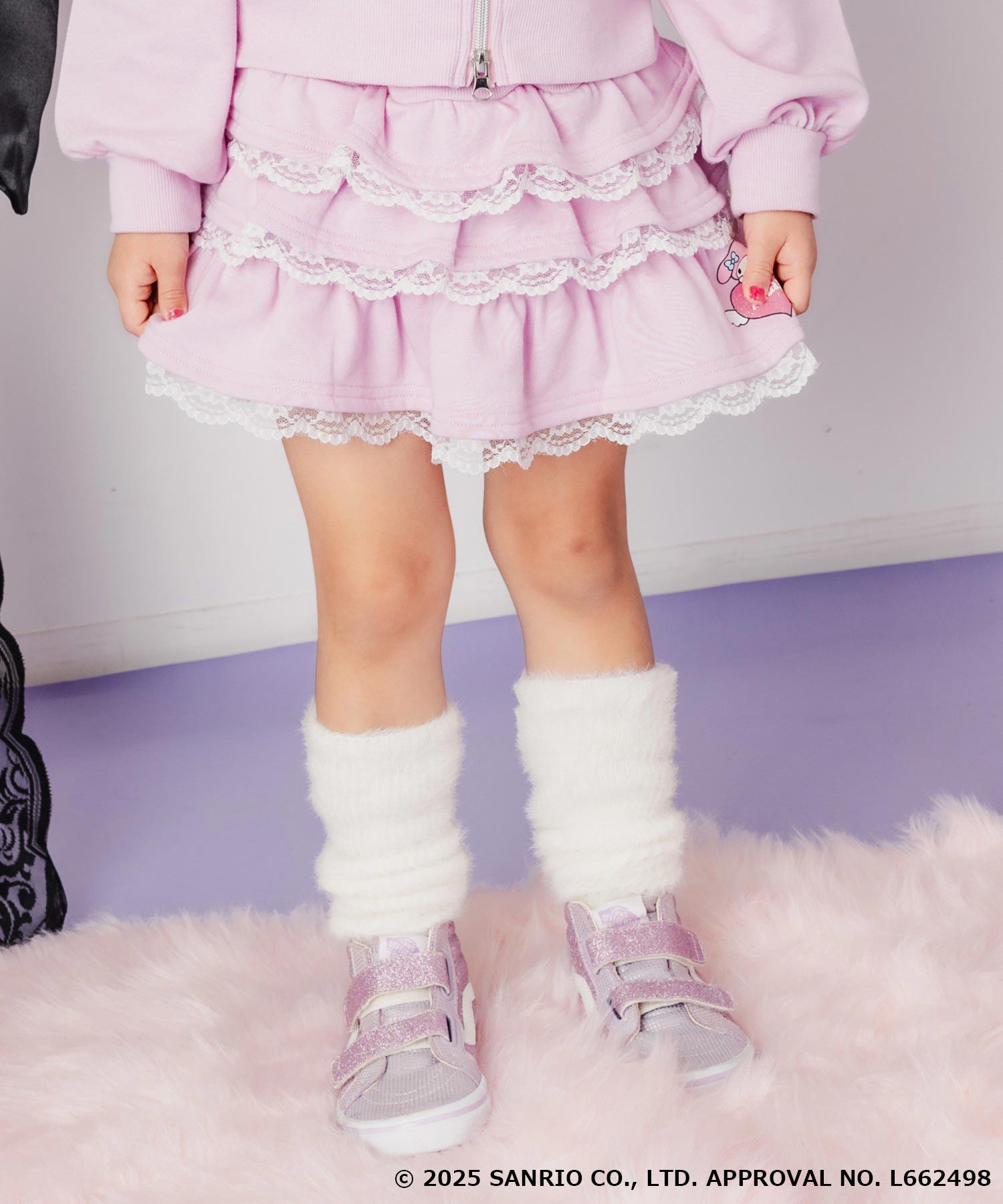 メゾピアノ　マイメロ　ブラウス　スカート　ソックス ANAPKIDS ×【 マイメロディ♥クロミ 】フリル ティアード スウェット