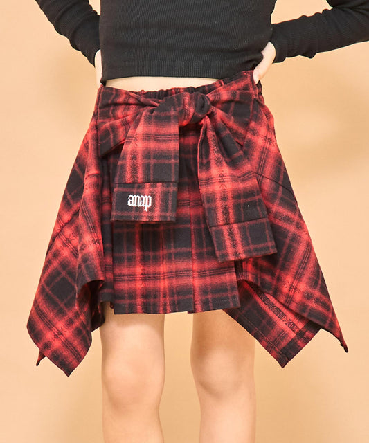 腰巻シャツ風 スカート【ジュニアお揃い】 421-3484