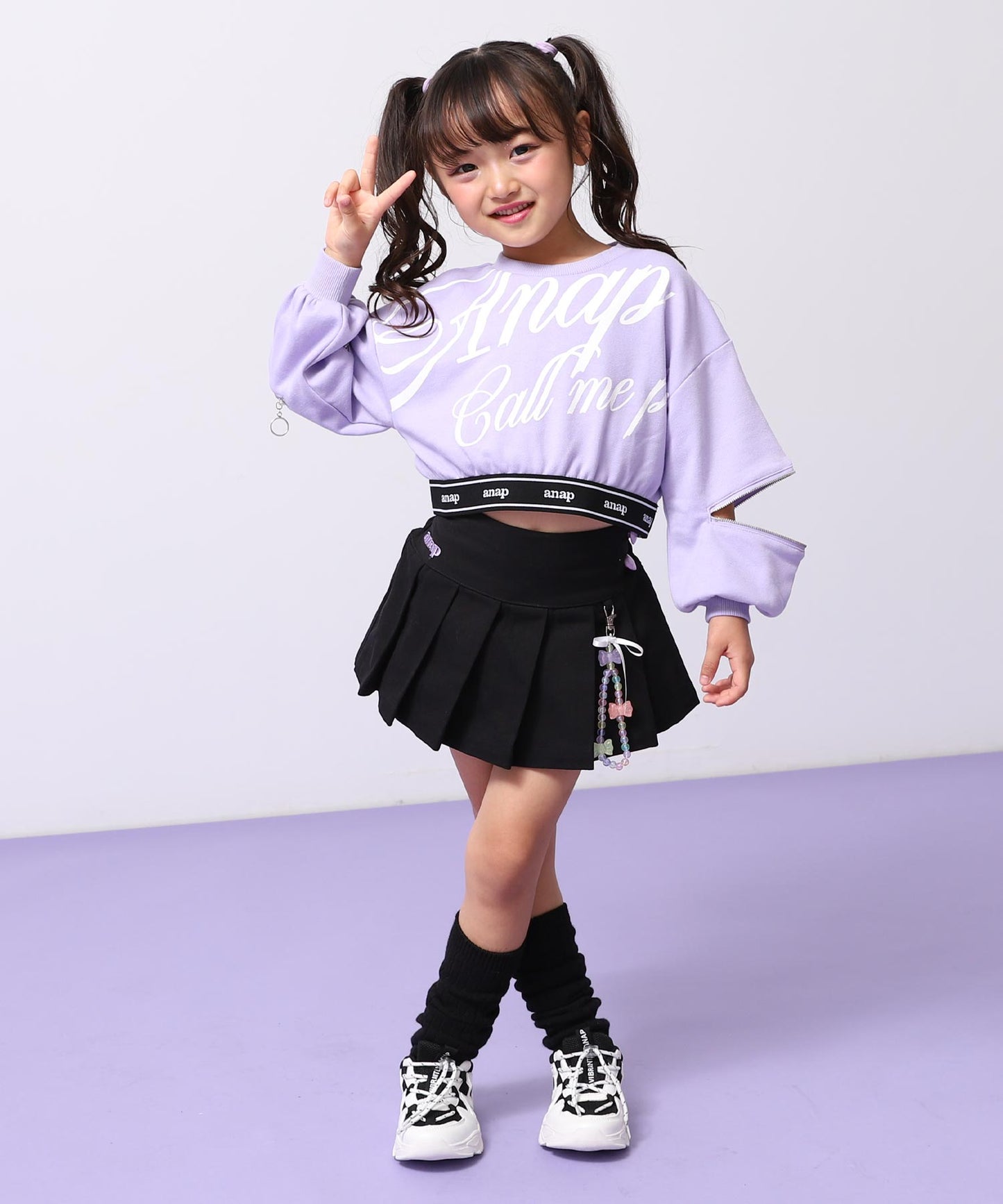 チャーム付 ハートボタン ハーフ プリーツ スカート 421-3507