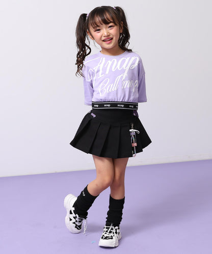 チャーム付 ハートボタン ハーフ プリーツ スカート 421-3507