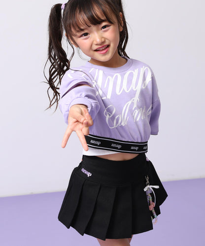 チャーム付 ハートボタン ハーフ プリーツ スカート 421-3507