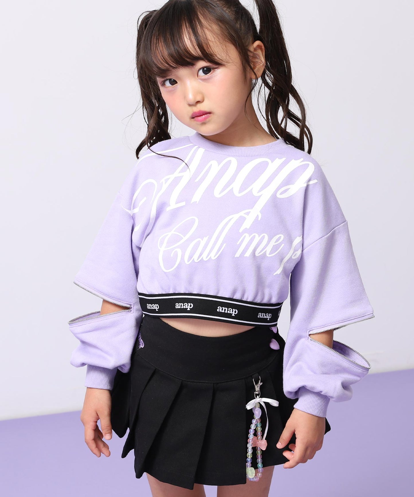 チャーム付 ハートボタン ハーフ プリーツ スカート 421-3507