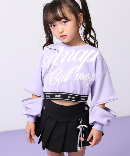 チャーム付 ハートボタン ハーフ プリーツ スカート 421-3507