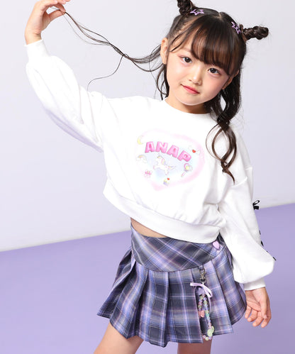 チャーム付 ハートボタン ハーフ プリーツ スカート 421-3507