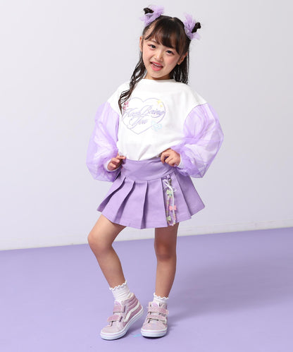 チャーム付 ハートボタン ハーフ プリーツ スカート 421-3507