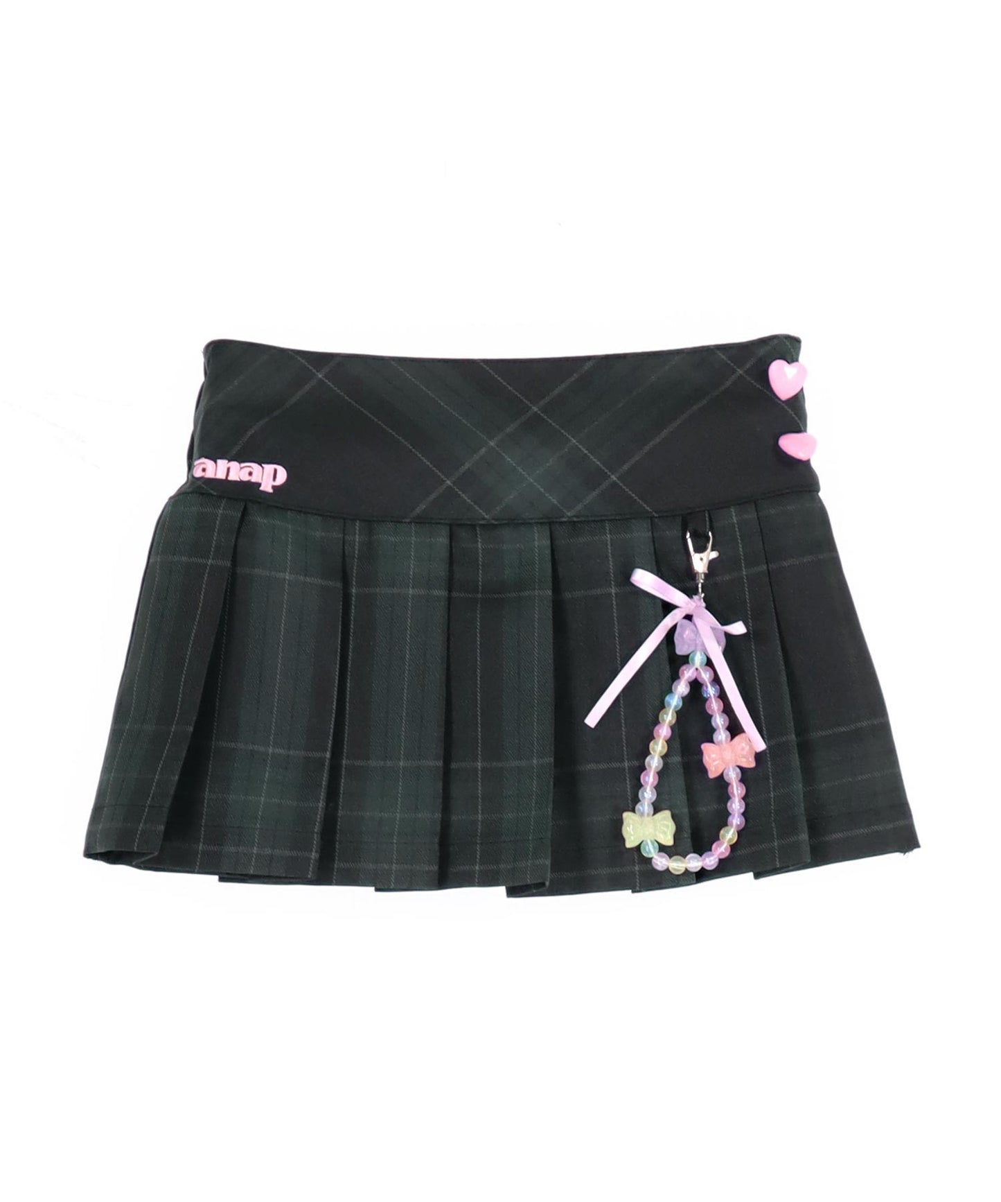 チャーム付 ハートボタン ハーフ プリーツ スカート 421-3507