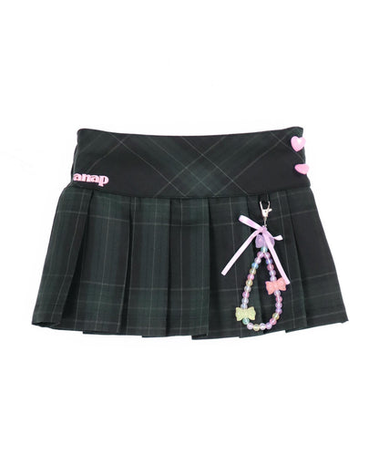 チャーム付 ハートボタン ハーフ プリーツ スカート 421-3507