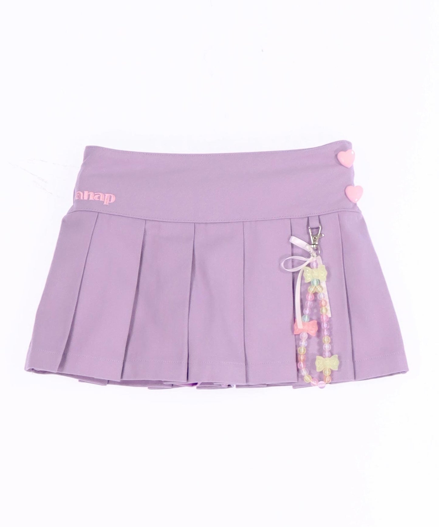 チャーム付 ハートボタン ハーフ プリーツ スカート 421-3507