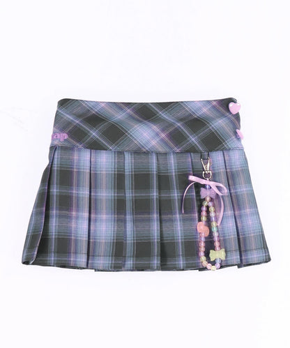 チャーム付 ハートボタン ハーフ プリーツ スカート 421-3507