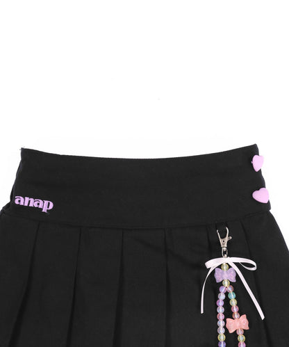 チャーム付 ハートボタン ハーフ プリーツ スカート 421-3507