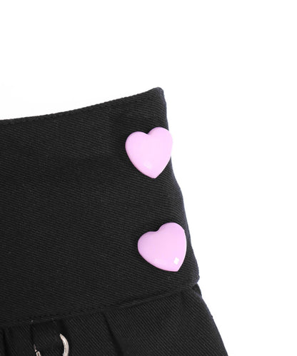 チャーム付 ハートボタン ハーフ プリーツ スカート 421-3507