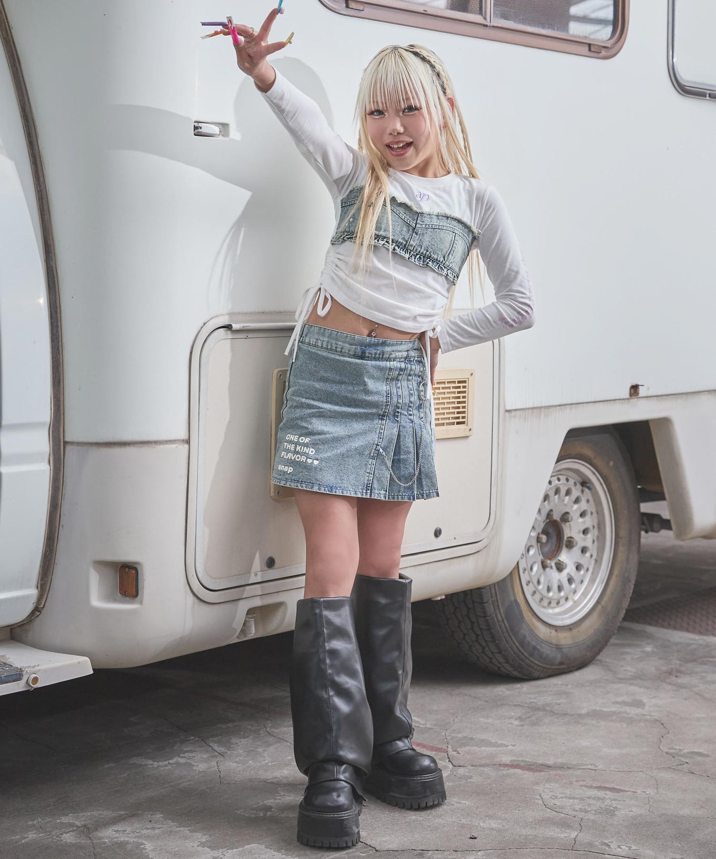 チェーン付 ハーフプリーツ スカート（別売りセットアップ） 421-3563