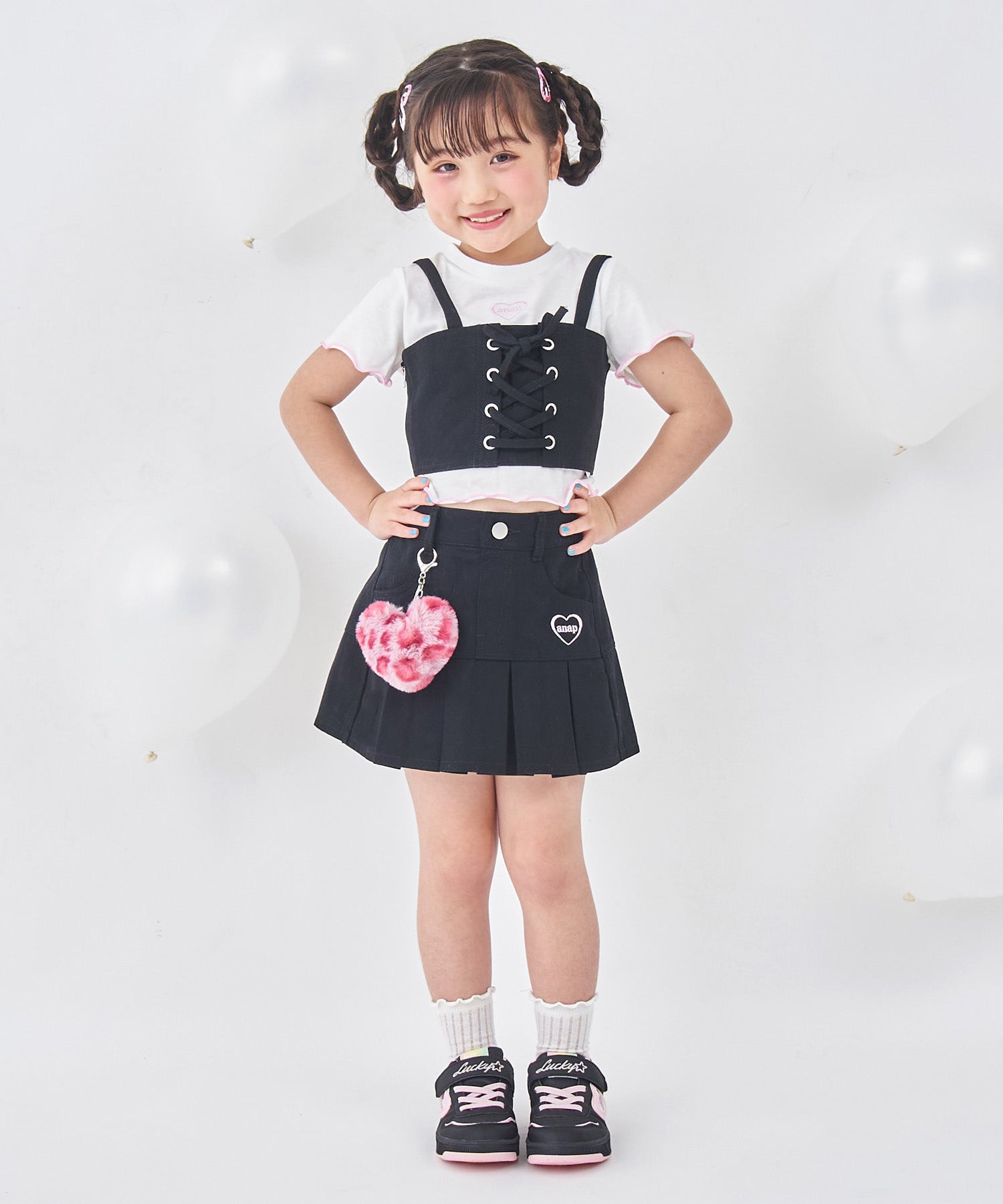 チャーム付 ハーフプリーツ スカート（別売りセットアップ） 421-3593