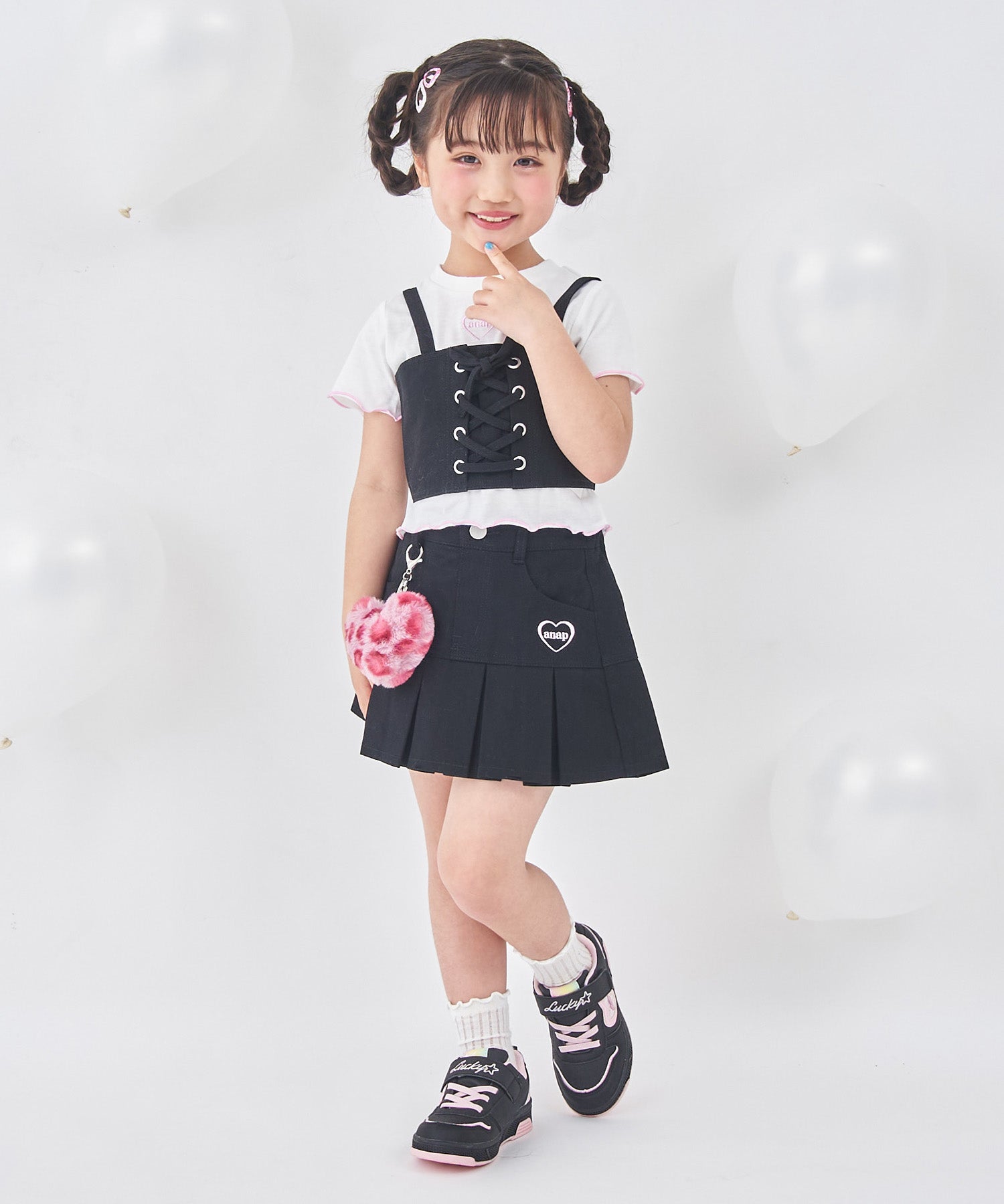 HACHYARDS ハーフプリーツスカート M ブラック新品未使用品 チャーム付 ハーフプリーツ スカート（別売りセットアップ） 421-3593