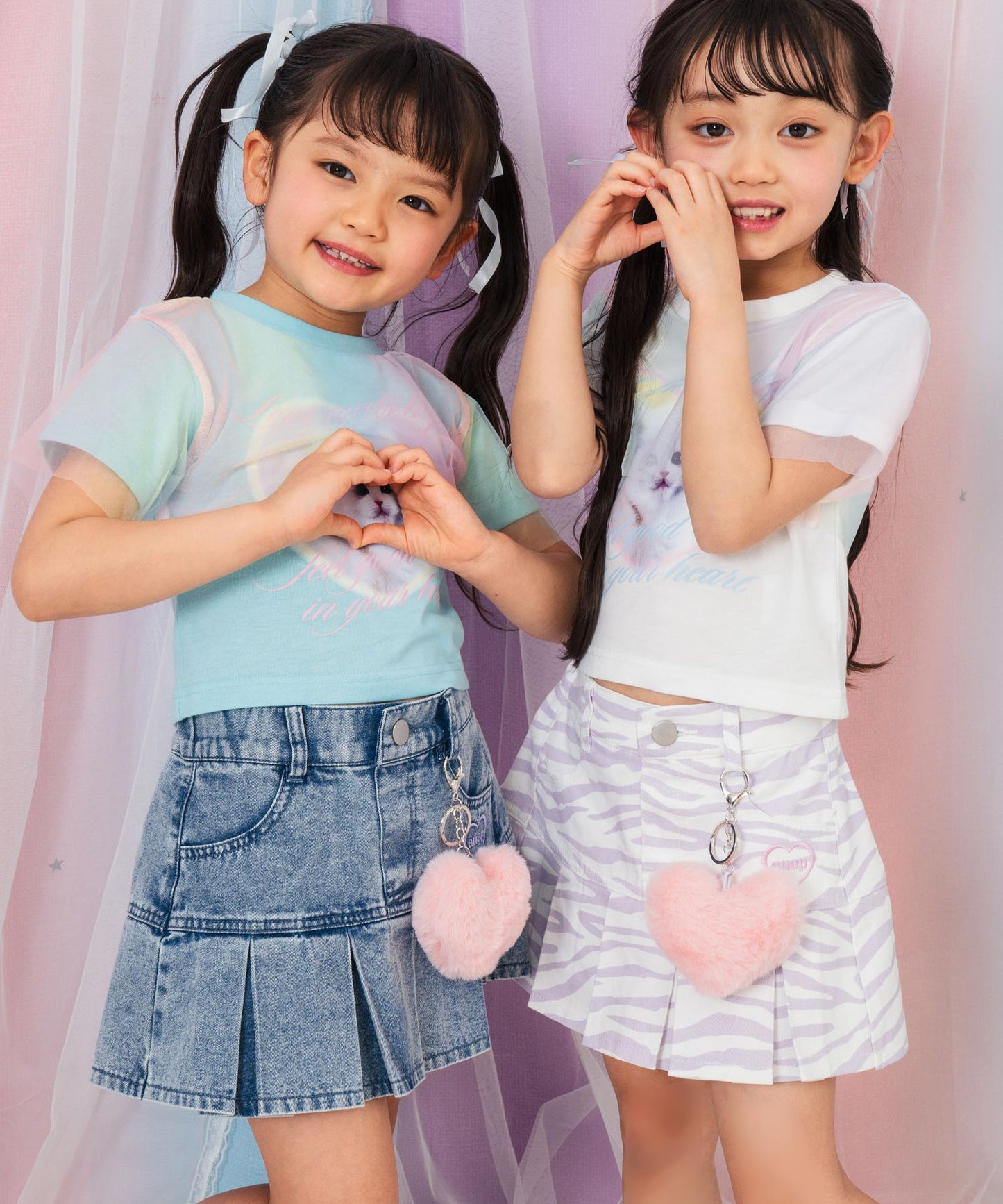 ブルー(110サイズ着用/身長：約103cm)
ラベンダー(110サイズ着用/身長：約106cm)