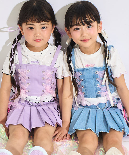 ダブルスピンドル ビスチェ × ドット柄Tシャツ セット 428-3616