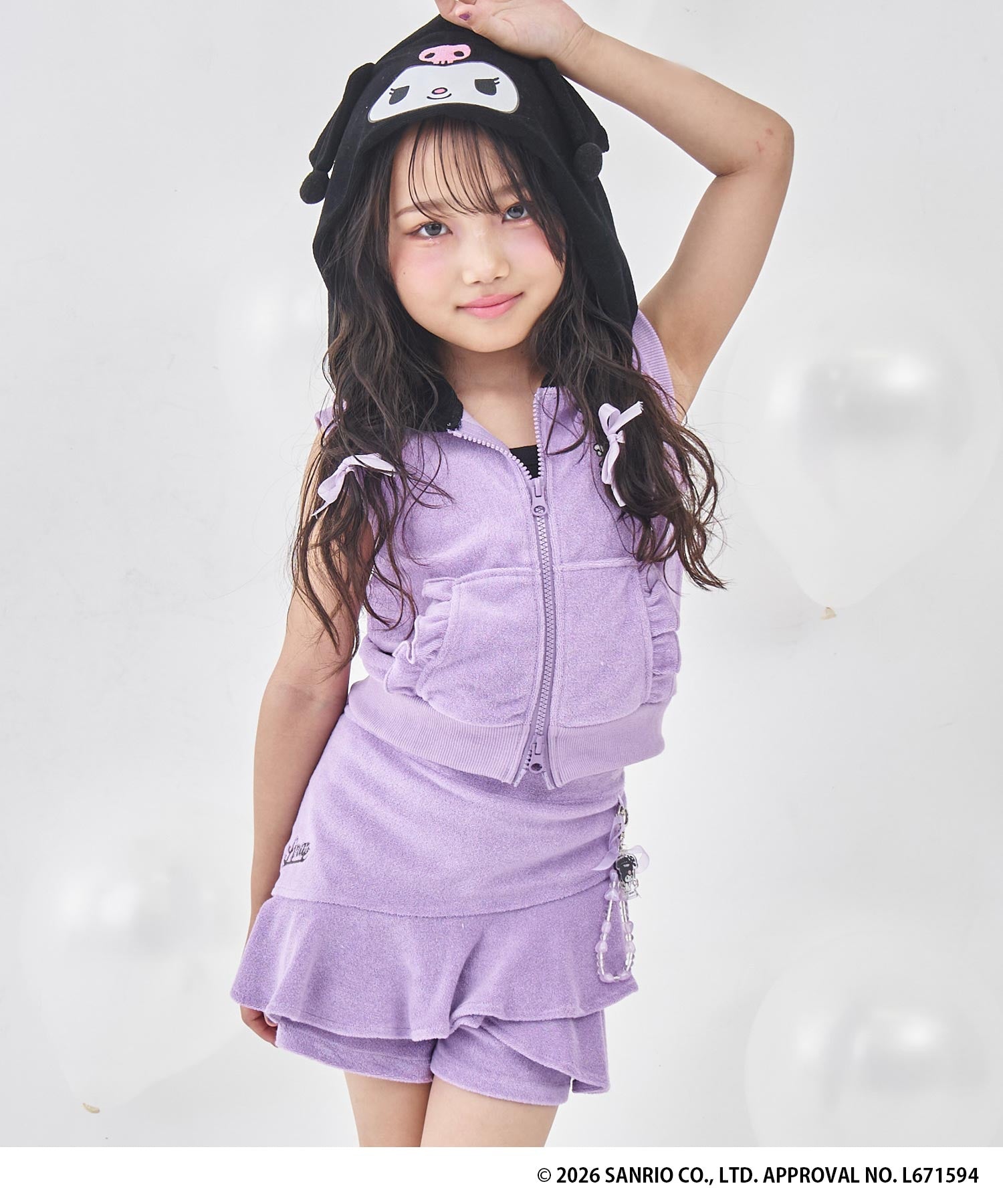 ANAP KIDS × シナモロール・クロミ パイルフリルスカート チャーム付
