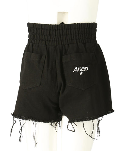 ハイウエスト リングジップ デニム ショート パンツ【ジュニアお揃い】 422-3390