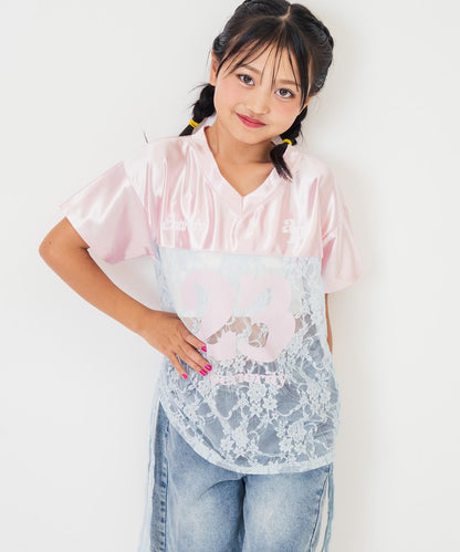 レース 切り替え ゲームシャツ Tシャツ 【 ジュニアお揃い 】 423-3431