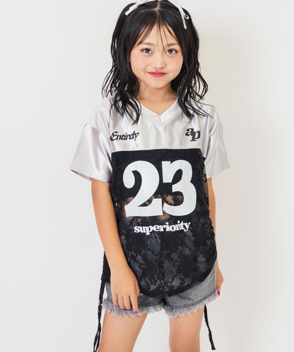 レース 切り替え ゲームシャツ Tシャツ 【 ジュニアお揃い 】 423-3431