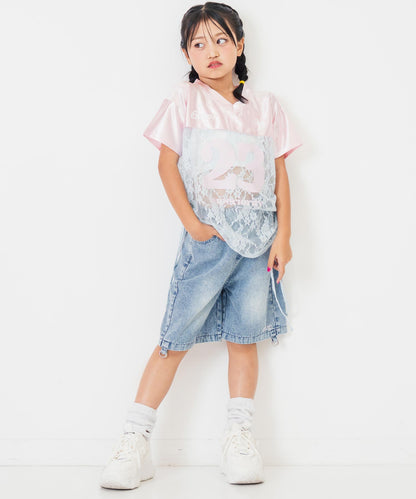 レース 切り替え ゲームシャツ Tシャツ 【 ジュニアお揃い 】 423-3431
