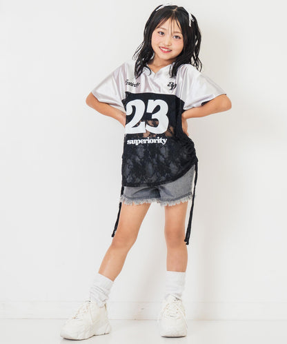 レース 切り替え ゲームシャツ Tシャツ 【 ジュニアお揃い 】 423-3431