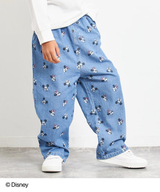 【Disney】＜Mickey＆Minnie＞ ANAP KIDS 総柄 プリント デニム パンツ 422-3440