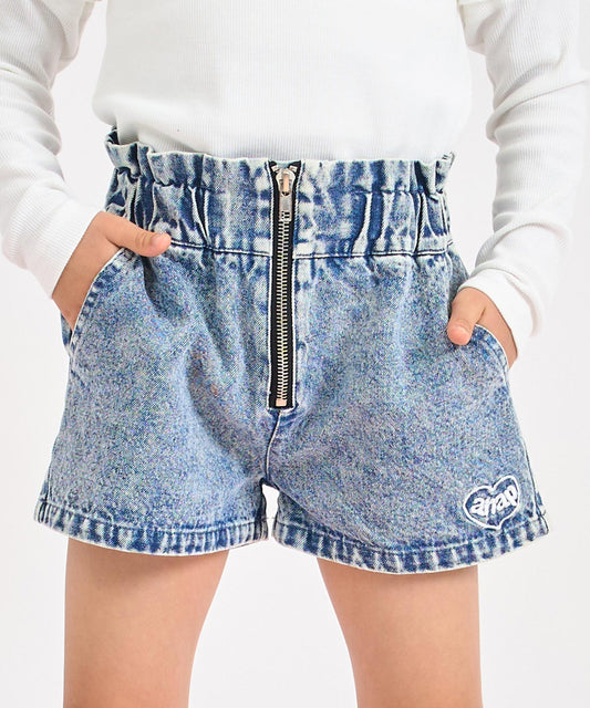 ハイウエスト ジップ デニム ショートパンツ  422-3526