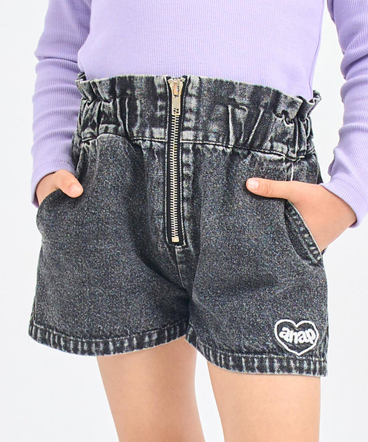 ハイウエスト ジップ デニム ショートパンツ  422-3526